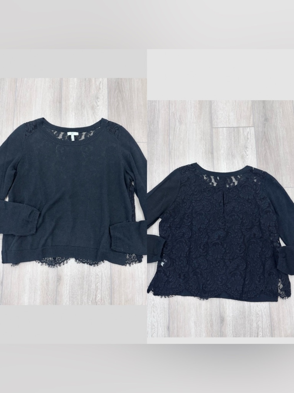 Joie 3/4 sleeve knit front lace back Long Sleeve top black small